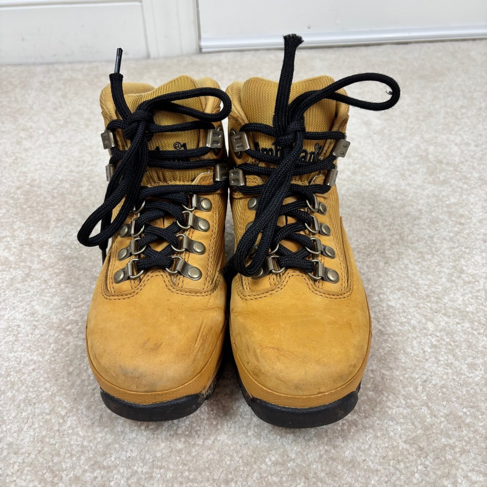 Timberland Euro Hiker Wheat Leather Hiking Boots 85375 Womens 5.5M Tan Mid Top